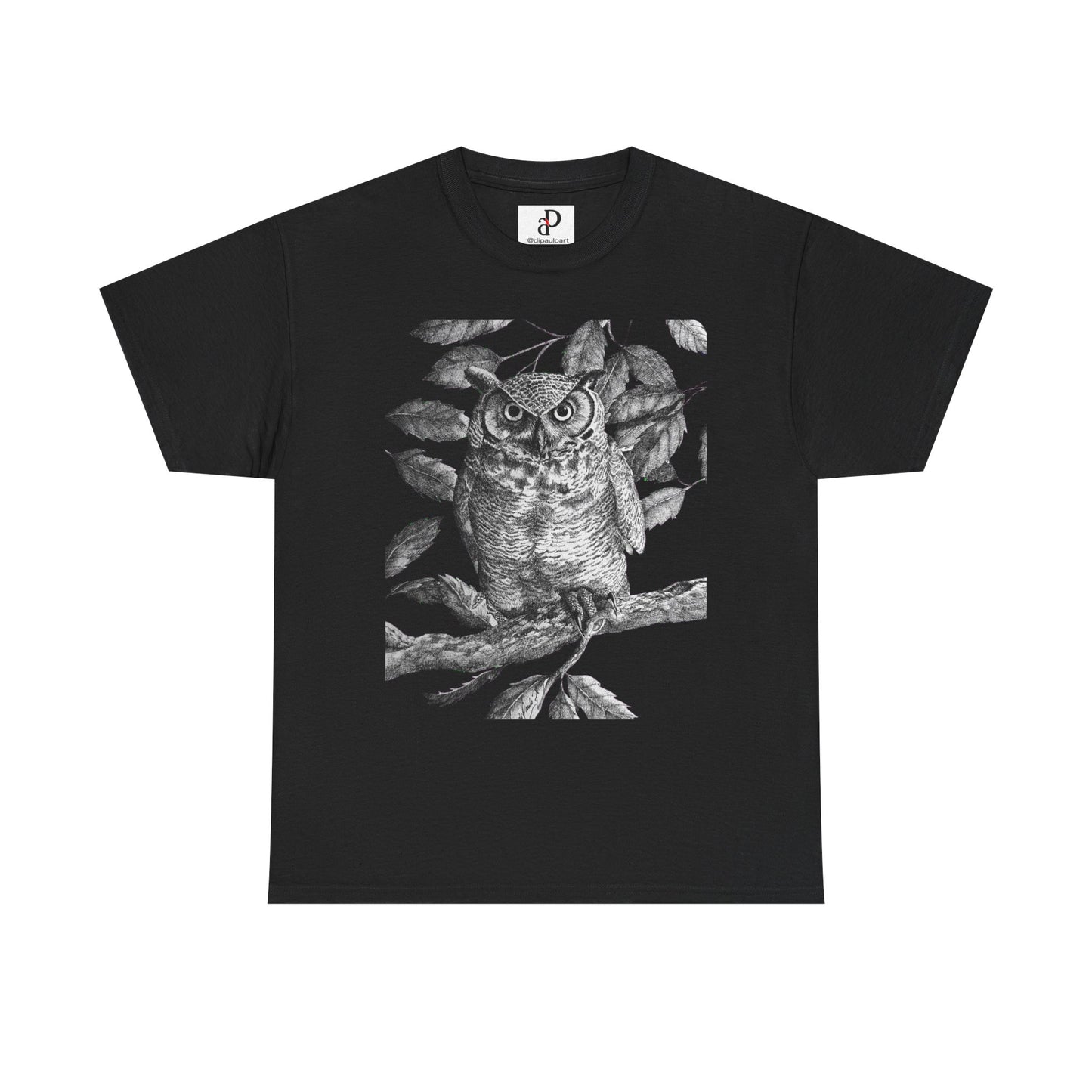 Artistic Owl Graphic Unisex Heavy Cotton Tee