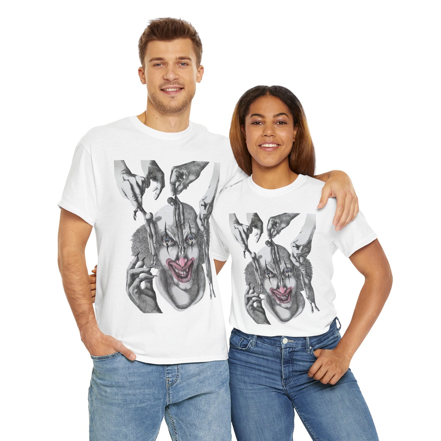 Unisex Heavy Cotton Tee - Dark Clown Art Graphic T-Shirt