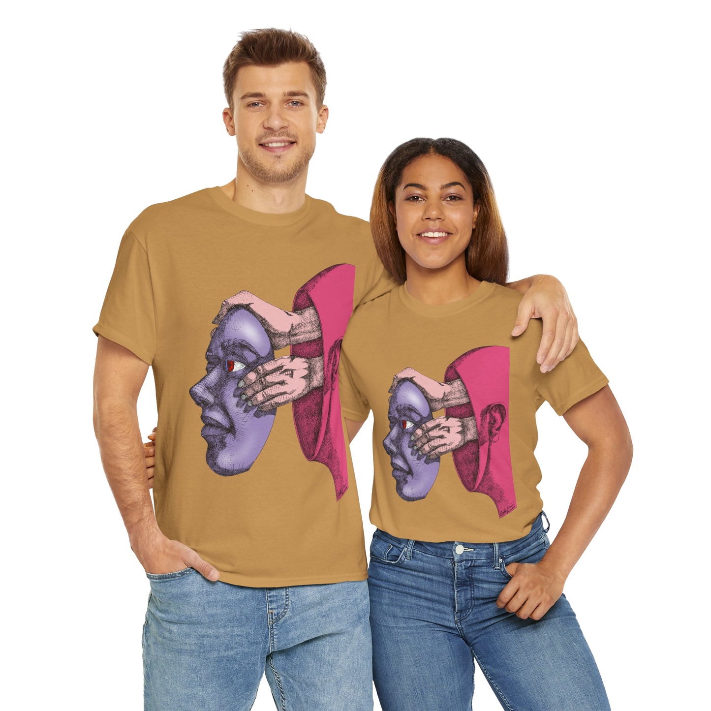 Thought-Provoking Unisex Heavy Cotton Tee - Unique Art Design