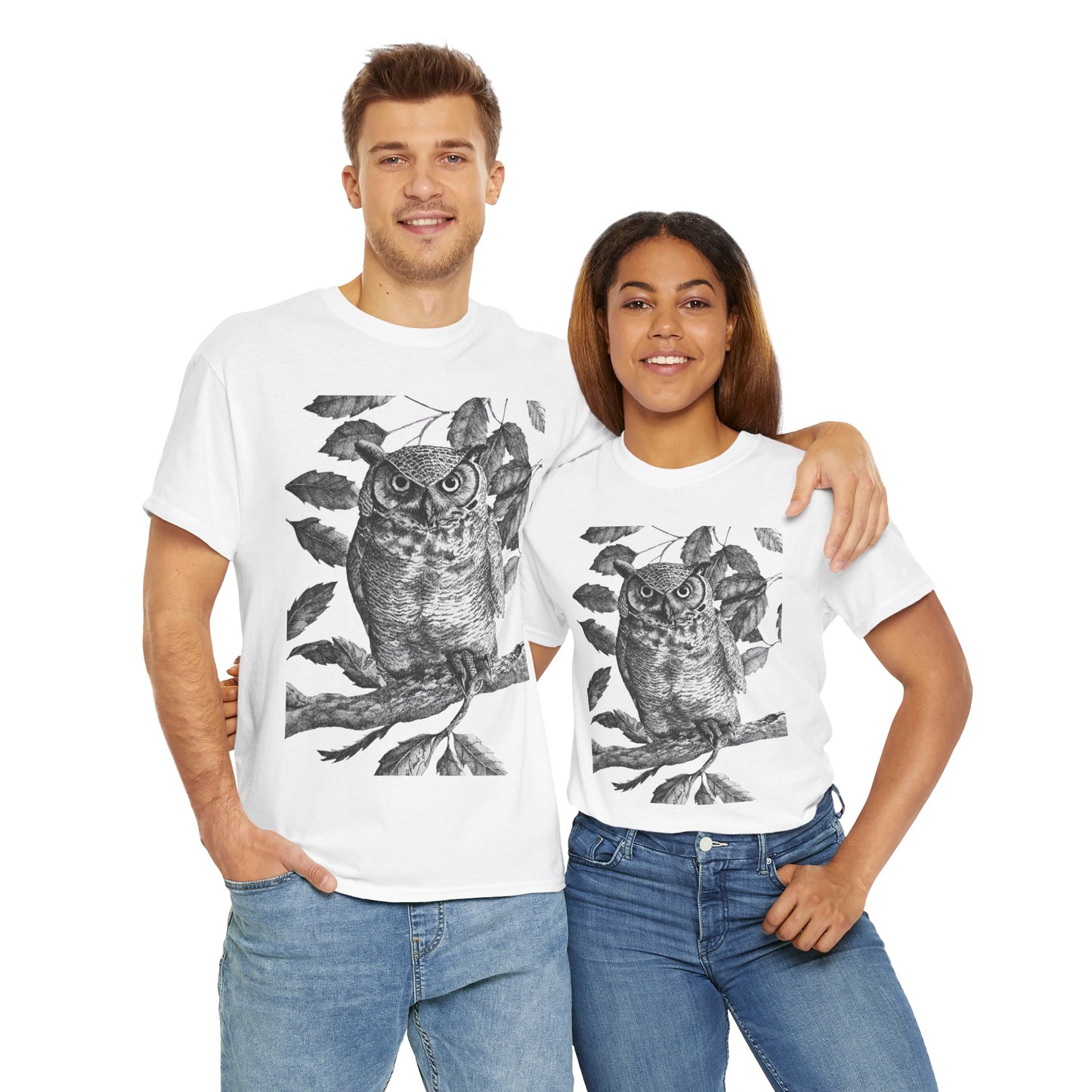 Artistic Owl Graphic Unisex Heavy Cotton Tee