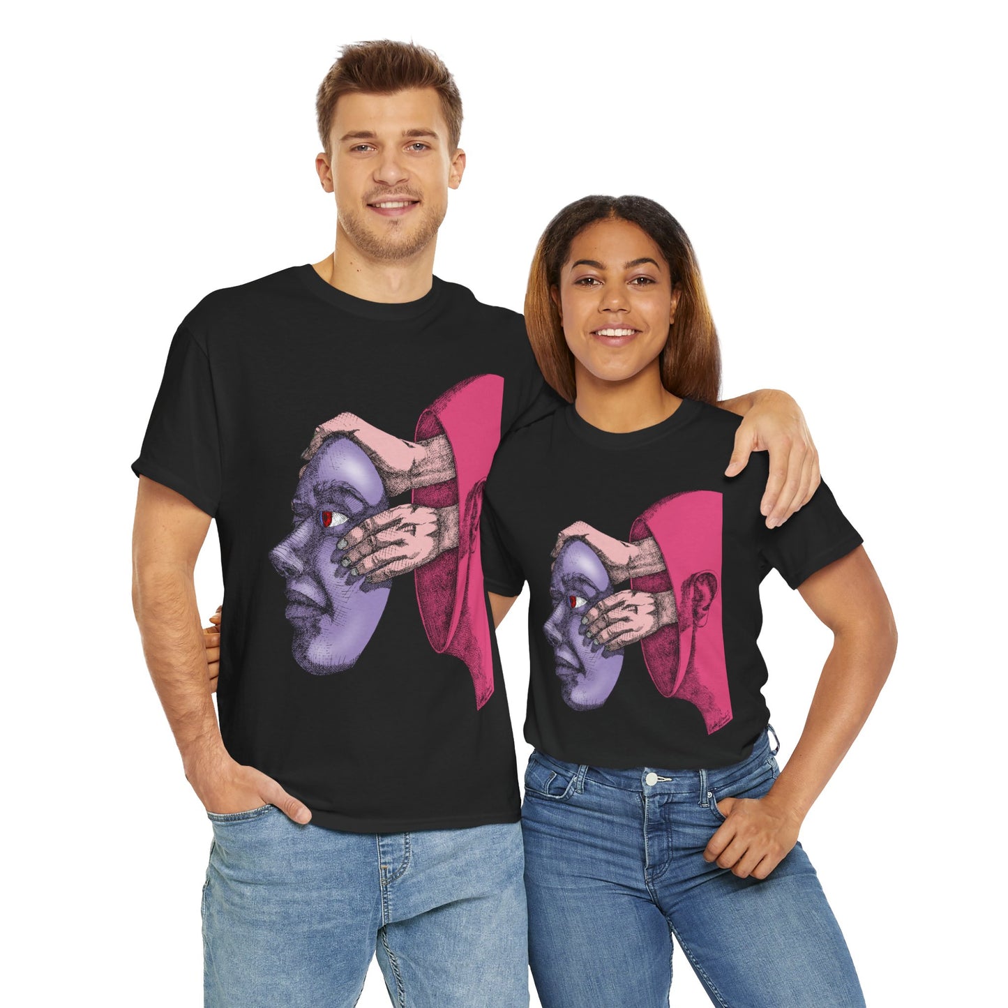 Thought-Provoking Unisex Heavy Cotton Tee - Unique Art Design