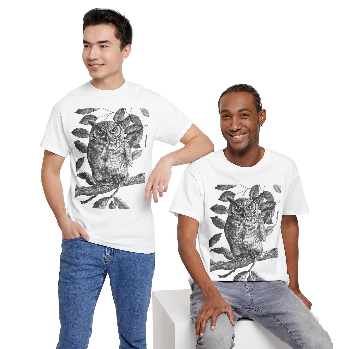 Artistic Owl Graphic Unisex Heavy Cotton Tee