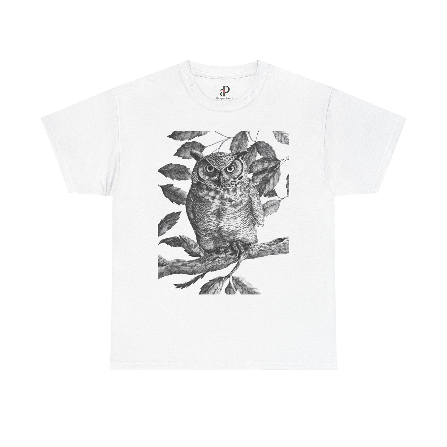 Artistic Owl Graphic Unisex Heavy Cotton Tee