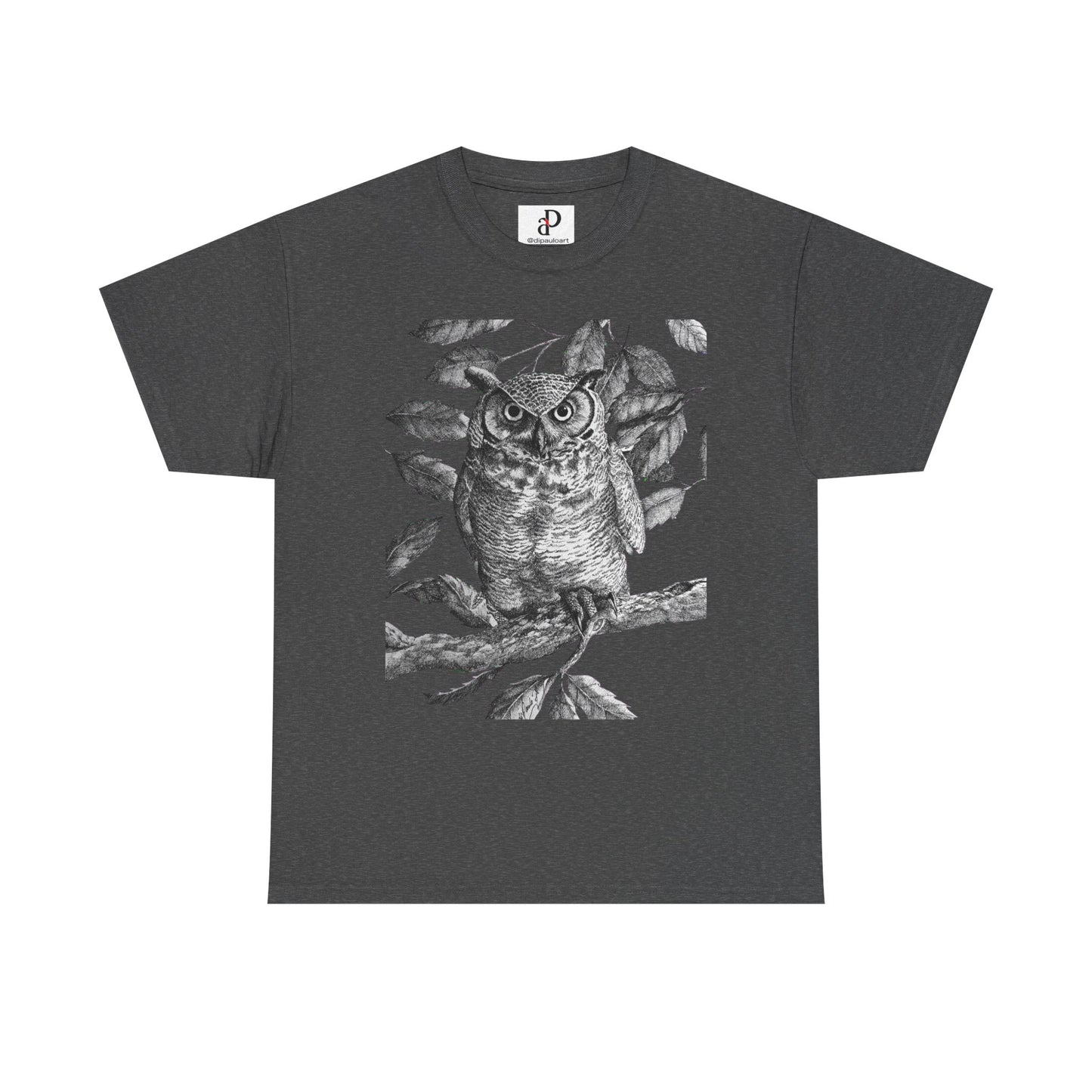 Artistic Owl Graphic Unisex Heavy Cotton Tee