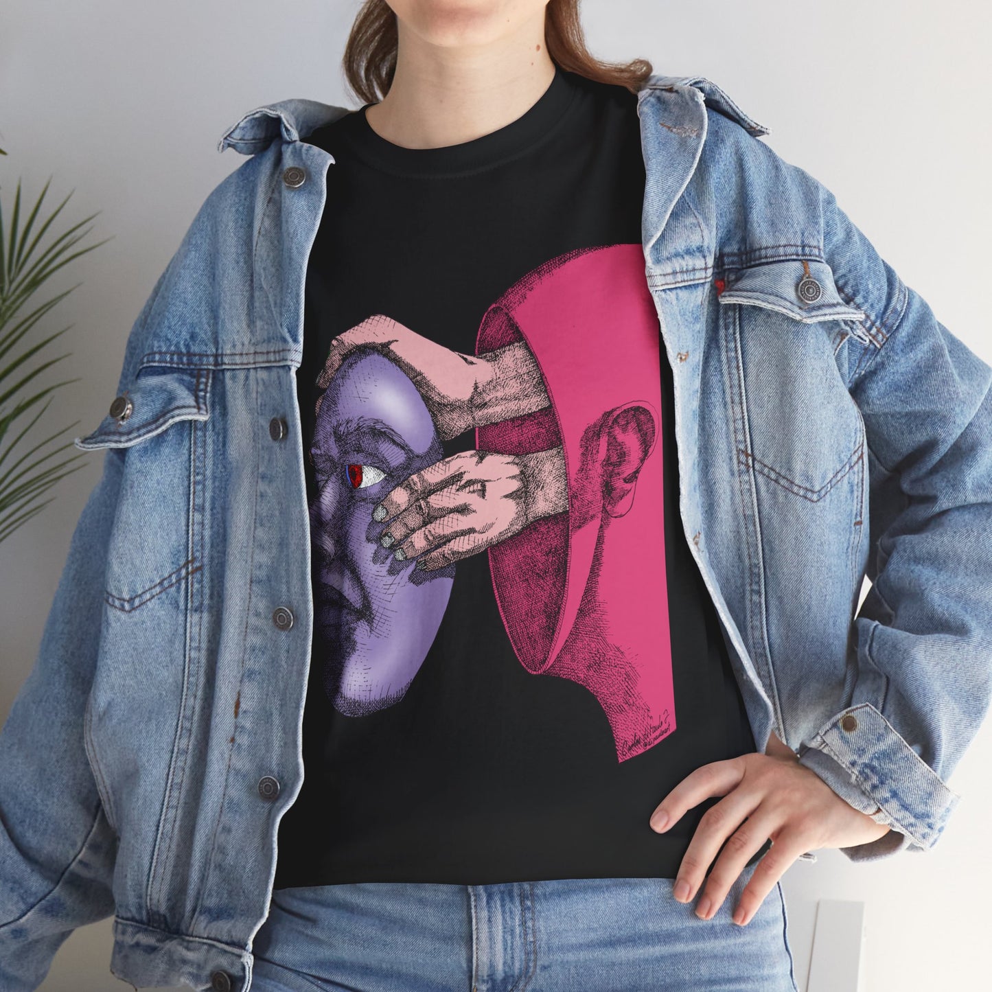 Thought-Provoking Unisex Heavy Cotton Tee - Unique Art Design