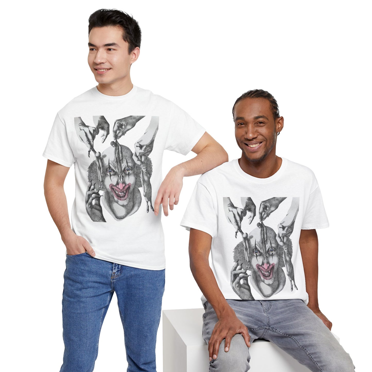Unisex Heavy Cotton Tee - Dark Clown Art Graphic T-Shirt