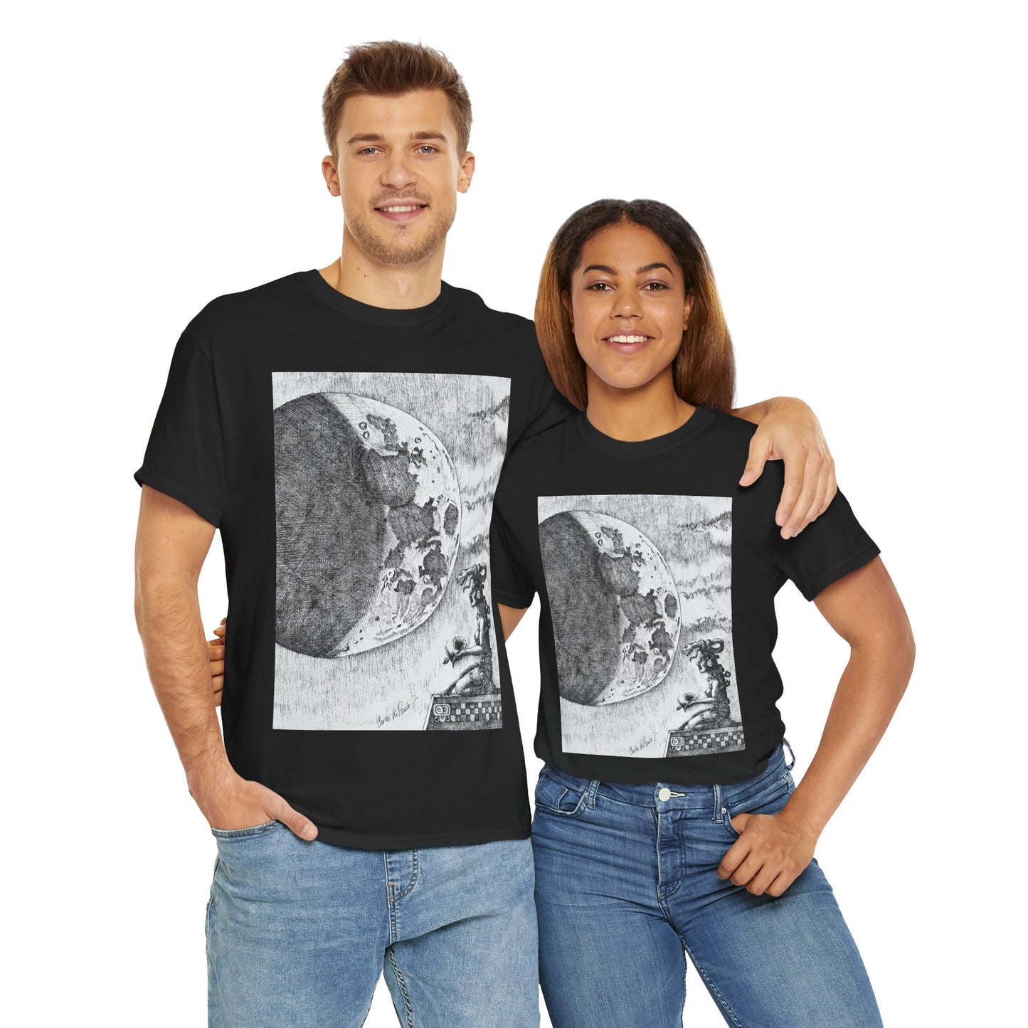 Celestial Dreamer Tee, Unisex Heavy Cotton T-Shirt, Night Sky Graphic Shirt, Cosmic Art Tee, Perfect for Stargazers, Gifts for Astronomers