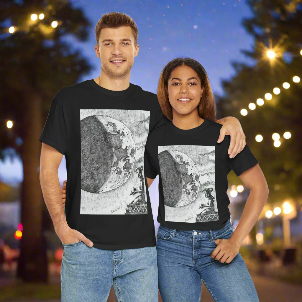 Celestial Dreamer Tee, Unisex Heavy Cotton T-Shirt, Night Sky Graphic Shirt, Cosmic Art Tee, Perfect for Stargazers, Gifts for Astronomers