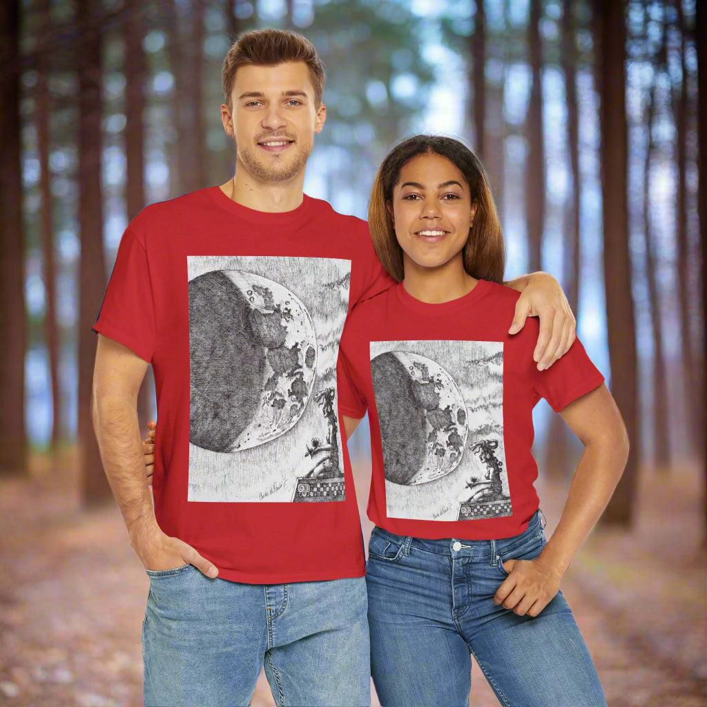 Celestial Dreamer Tee, Unisex Heavy Cotton T-Shirt, Night Sky Graphic Shirt, Cosmic Art Tee, Perfect for Stargazers, Gifts for Astronomers