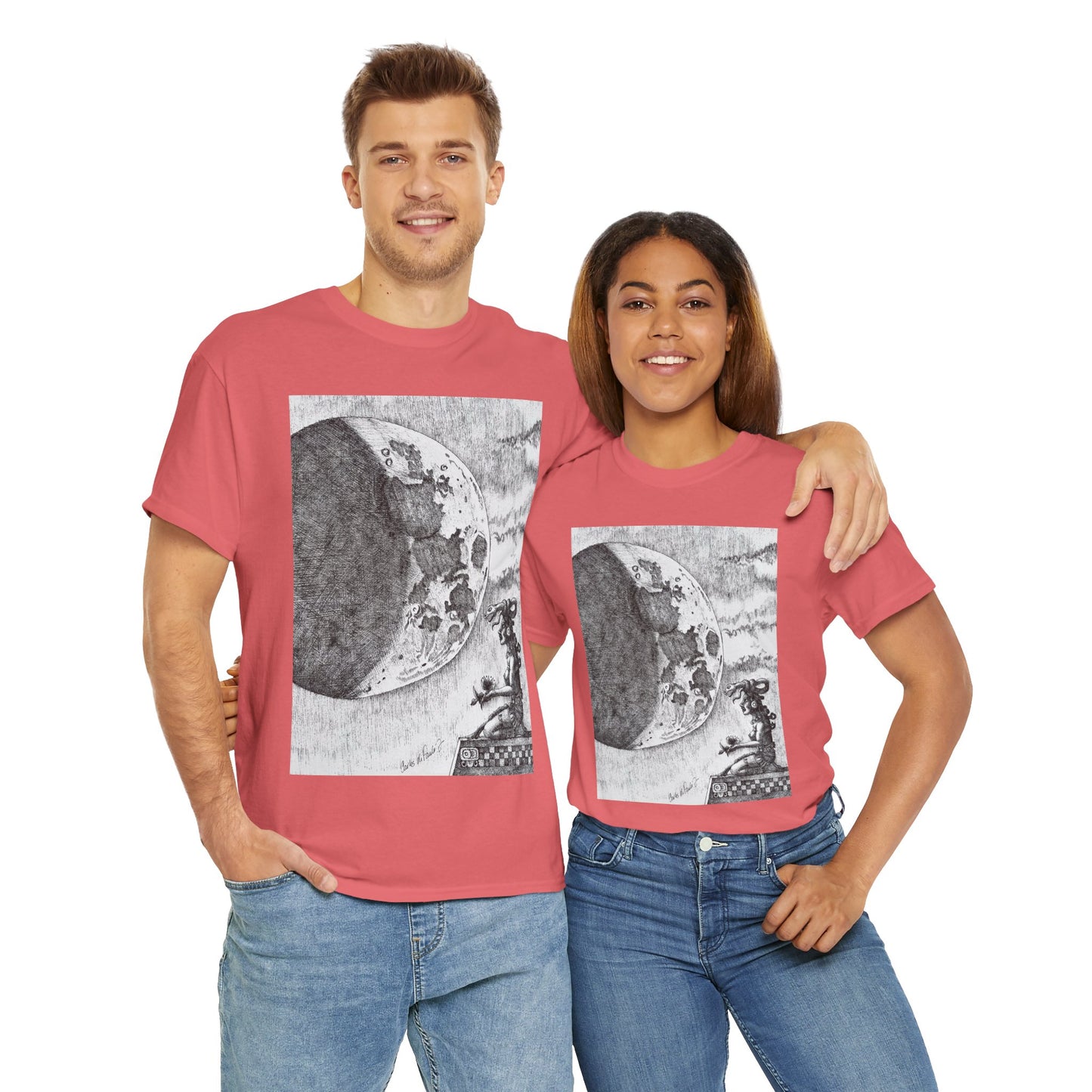 Celestial Dreamer Tee, Unisex Heavy Cotton T-Shirt, Night Sky Graphic Shirt, Cosmic Art Tee, Perfect for Stargazers, Gifts for Astronomers