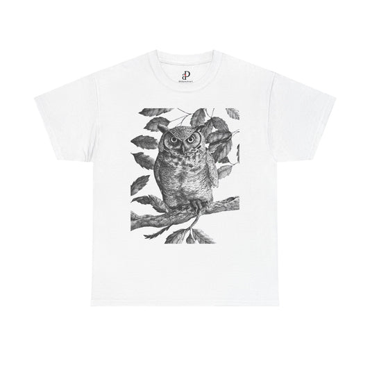 Artistic Owl Graphic Unisex Heavy Cotton Tee