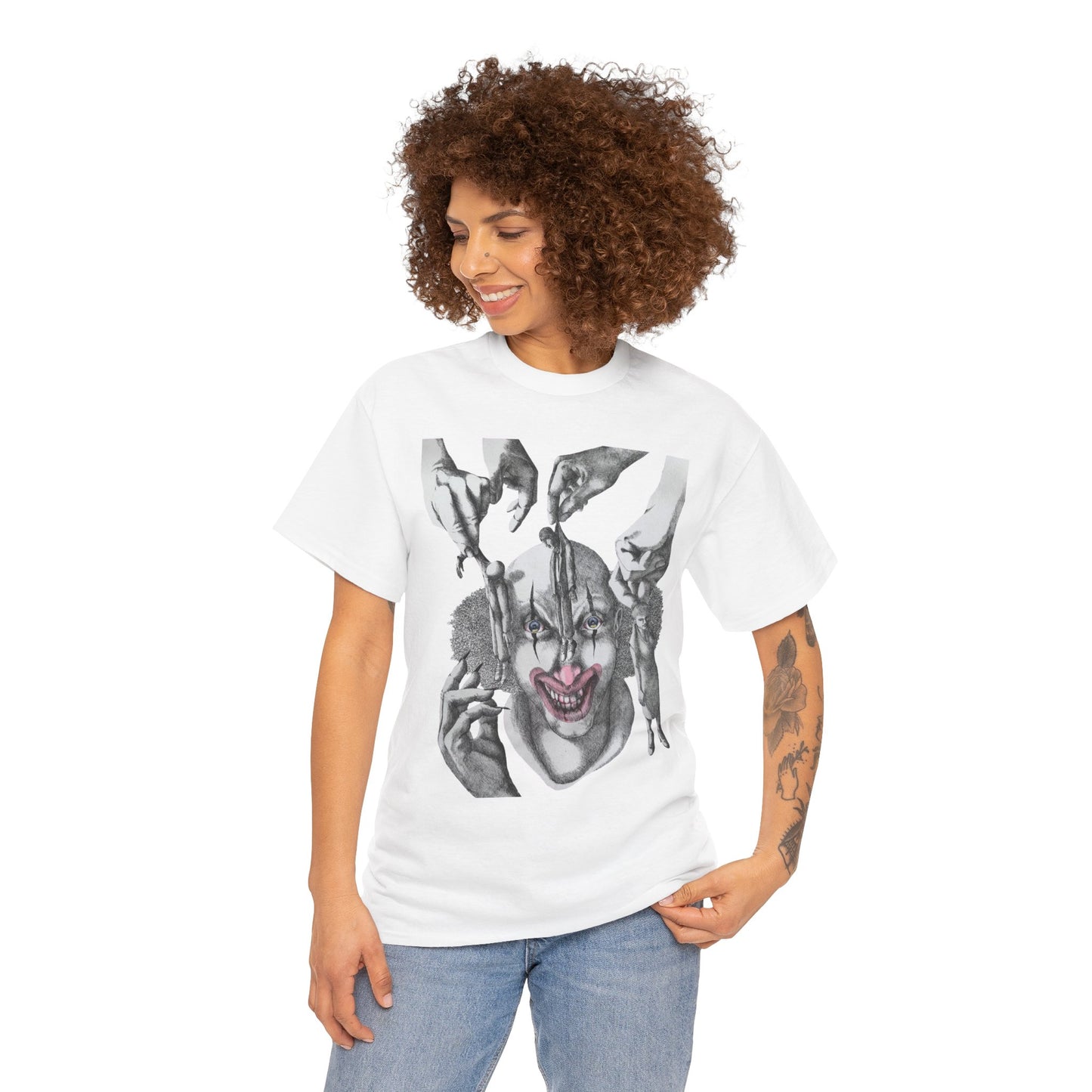 Unisex Heavy Cotton Tee - Dark Clown Art Graphic T-Shirt