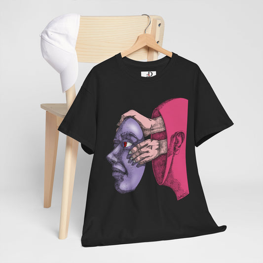 Thought-Provoking Unisex Heavy Cotton Tee - Unique Art Design